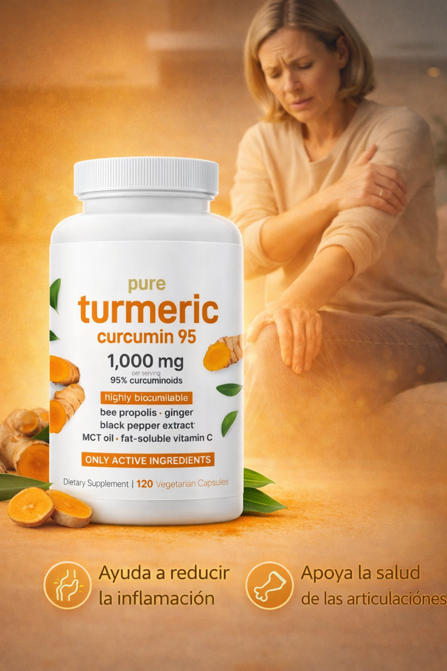 Turmeric Curcumin 95 👉 Reduce la inflamación, alivia el dolor y recupera tu movilidad todos los días 🔥🦵