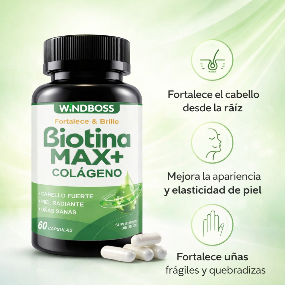 Biotina Max+ Colágeno 👉 Nutrición profunda para tu belleza natural 💚