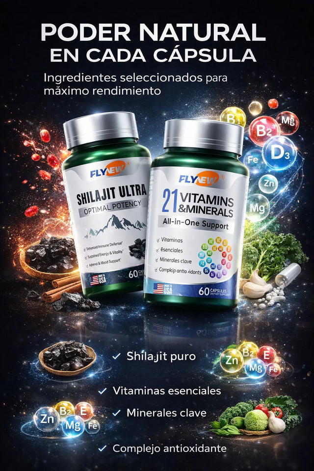 Shilajit + 21 Vitaminas y Minerales - Una fórmula práctica todo en uno.🔝