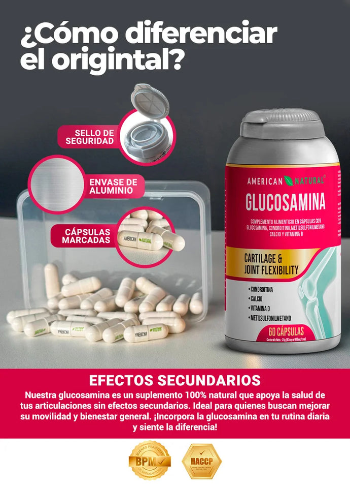 Glucosamina de American Natural elaborado en 🗽EEUU: Formulada con ingredientes clínicos para proteger tus articulaciones