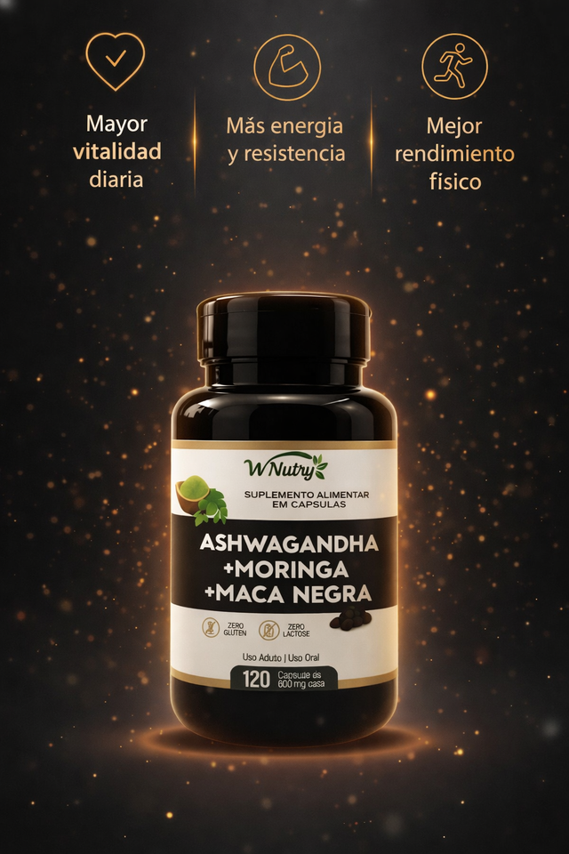 Ashwagandha + Maca negra – Energía, Enfoque y Rendimiento 🌿