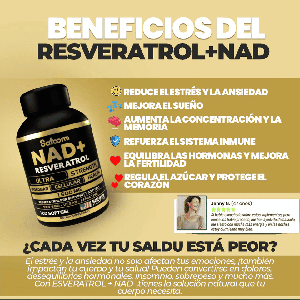 NAD + RESVERATROL IMPORTADO EE.UU 🔥 El secreto de la juventud, en una cápsula 💊