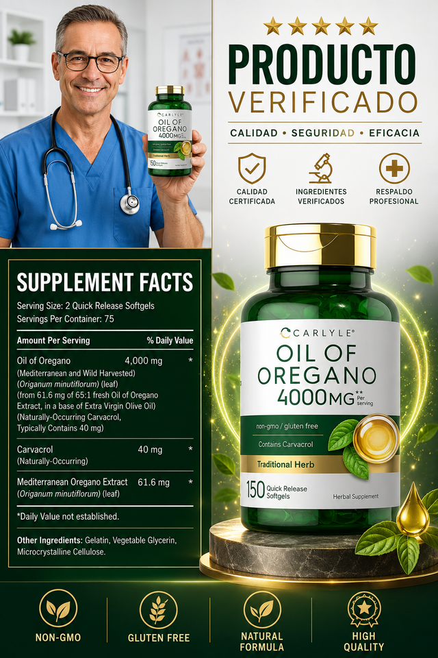 Oil of Oregano 4000mg: Soporte Avanzado para el Equilibrio Digestivo y Bienestar Estomacal 🌿