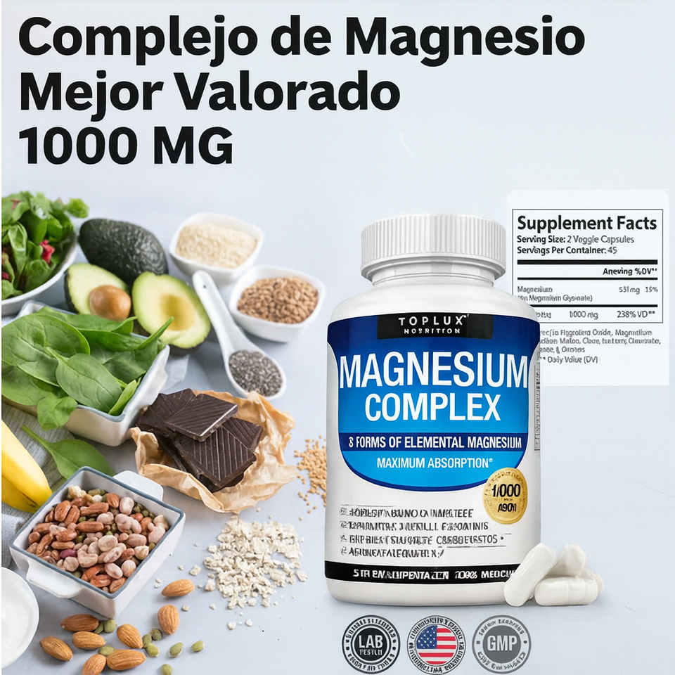 Magnesio Complex Importado de USA: dile adiós a la barriga hinchada, 😩cansancio, 🤯 dolores de cabeza y senos caídos con solo 2 cápsulas al día ☀️