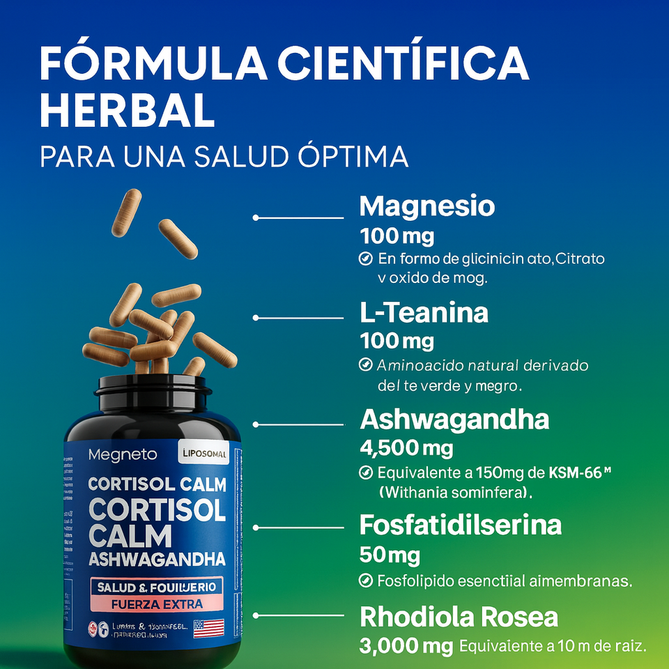 💊 CORTISOL CALM — Suplemento Americano para Controlar el Estrés, la Ansiedad y el Cansancio