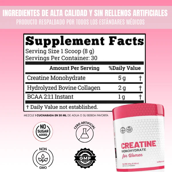 ✨ GlutePro® Creatina Monohidratada para Mujeres que desean un cuerpo de ensueño ✨