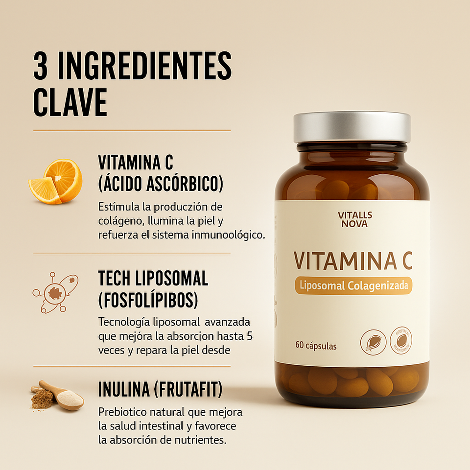 🌟 Recupera la firmeza, luminosidad y vitalidad con la exclusiva fórmula española de Vitamina C Liposomal Colagenizada ✨