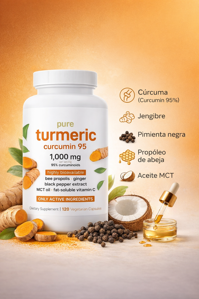 Turmeric Curcumin 95 👉 Reduce la inflamación, alivia el dolor y recupera tu movilidad todos los días 🔥🦵