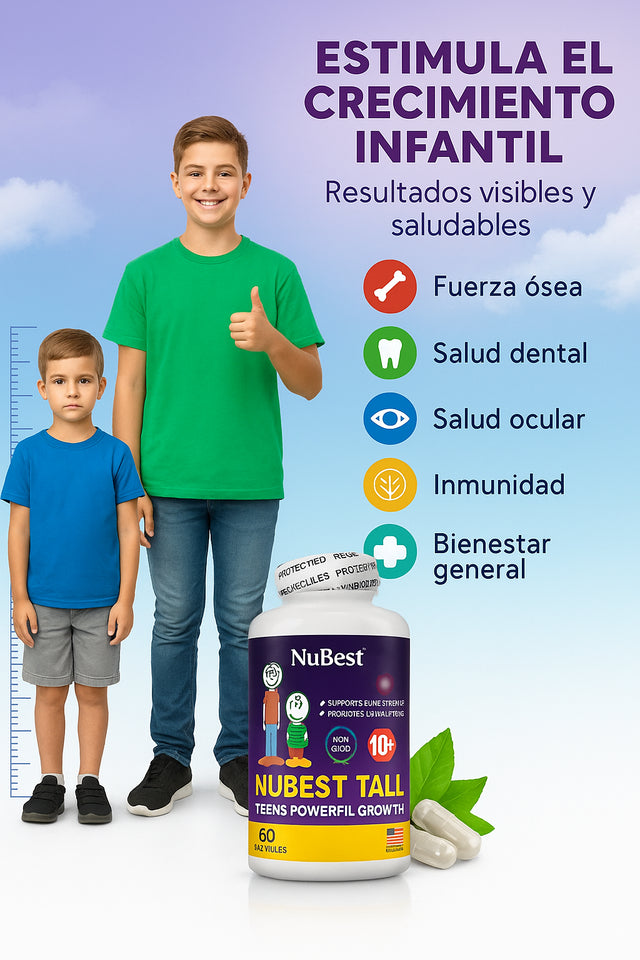 Fortalece los huesos 🦴, apoya el crecimiento 📏 y refuerza sus defensas 💪 con Nubest Tall importado de USA.
