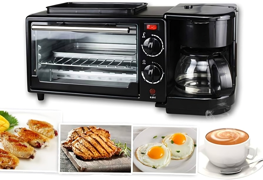 ¡Simplifica tu Vida con el Horno 3 en 1: Cocina, Fríe y Prepara Café en un Instante!