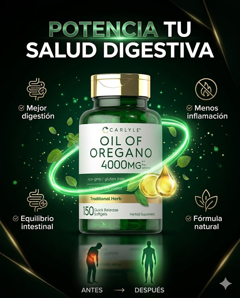 Oil of Oregano 4000mg: Soporte Avanzado para el Equilibrio Digestivo y Bienestar Estomacal 🌿