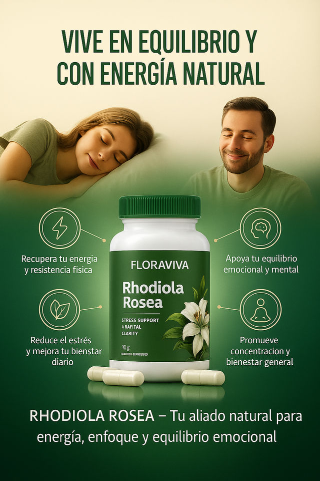 Rhodiola Rosea — Fórmula Natural Importada de USA para Estrés y Rendimiento 🗽