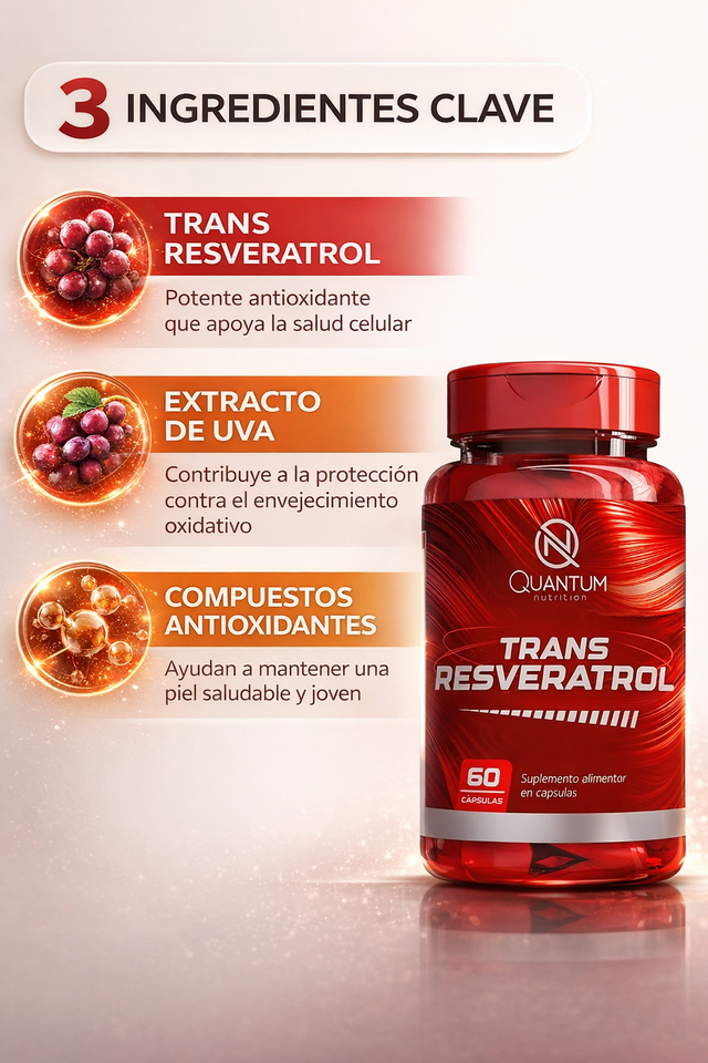 Trans Resveratrol Quantum – Antioxidante Avanzado para Energía y Rejuvenecimiento