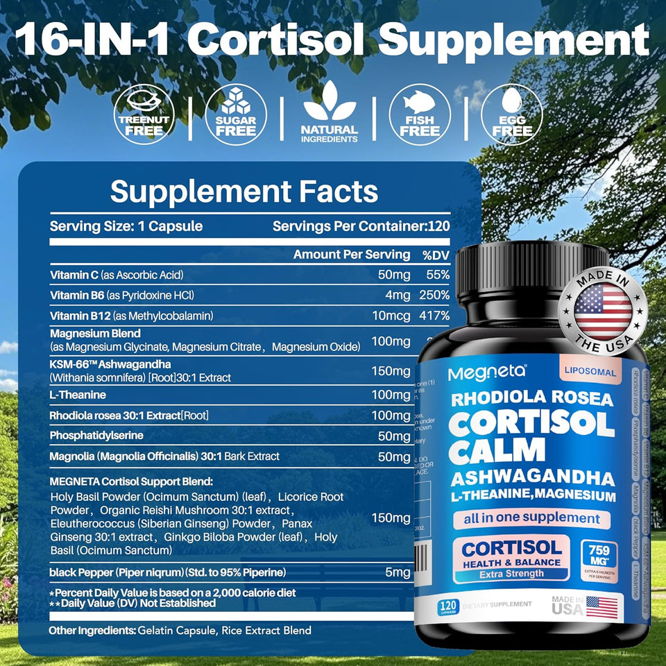 💊 CORTISOL CALM — Suplemento Americano para Controlar el Estrés, la Ansiedad y el Cansancio