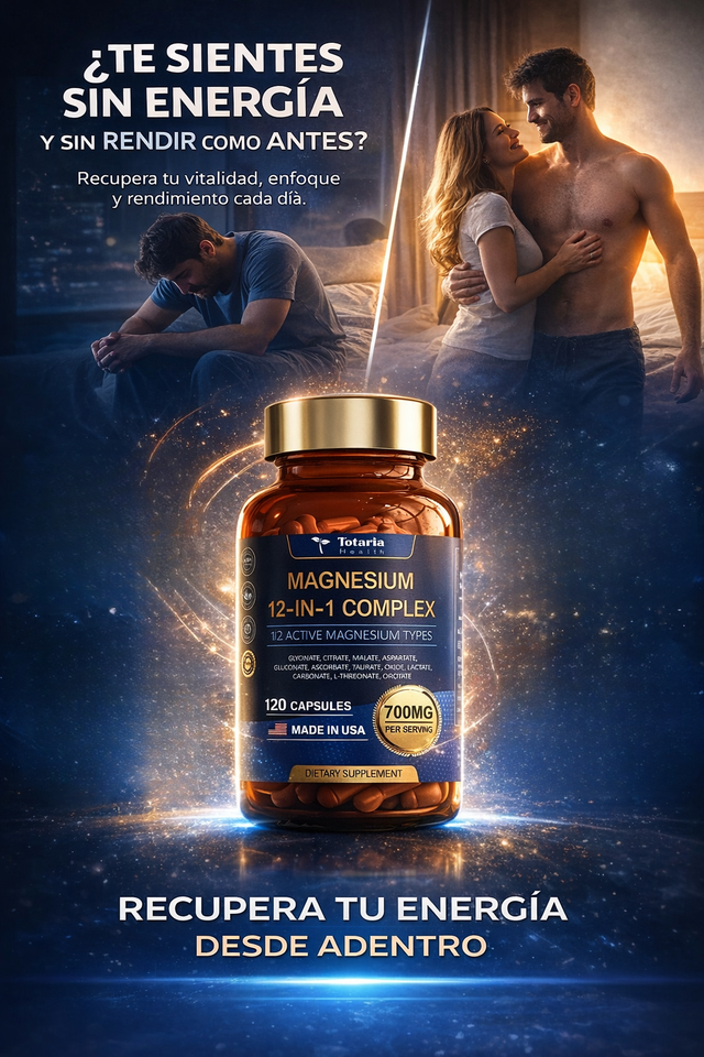 ⚡ Magnesium 12-in-1 Complex – Energía Masculina y Rendimiento Diario