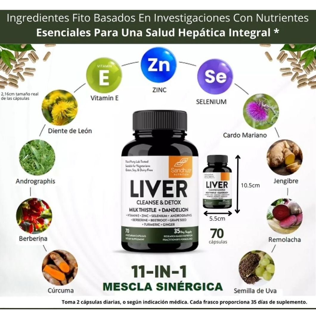 Sandhus Liver Cleanse importado de USA: Su fórmula fue diseñada bajo la tecnología HepaClean™ de USA