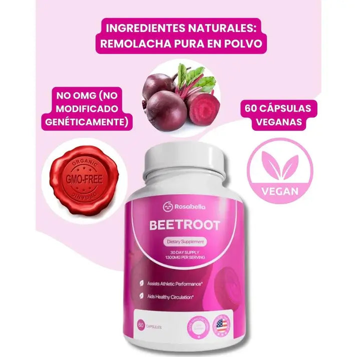 Beetroot Rosabella: suplemento importado de USA que alivia pesades de tus piernas 🦵 y fortalece tu corazón ❤️