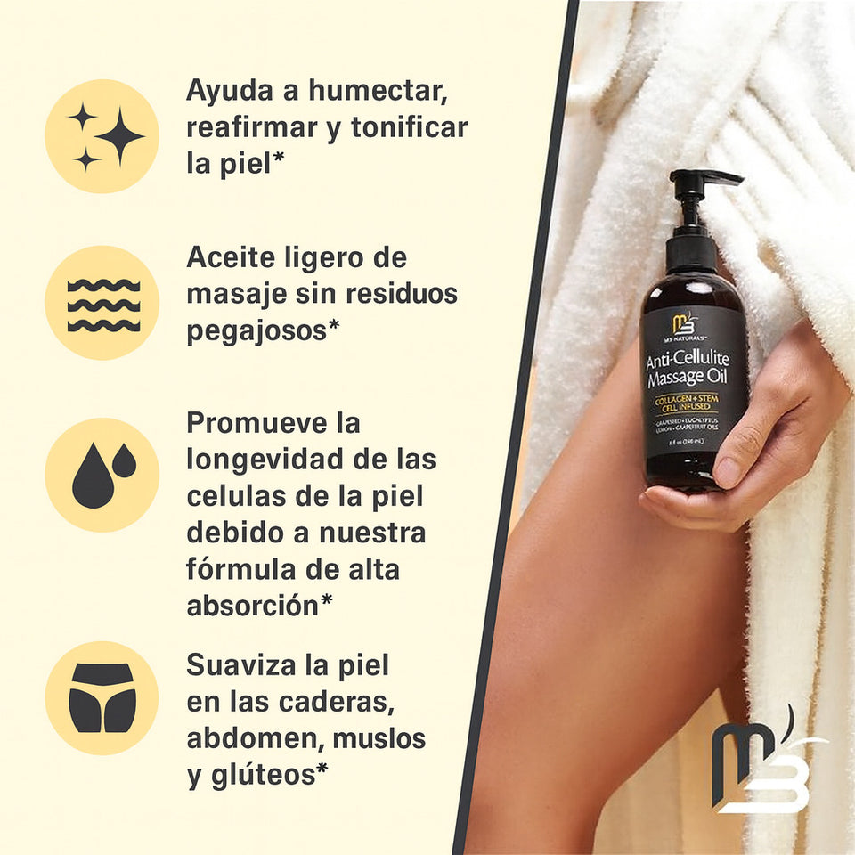 Naturals: Aceite para eliminar la celulitis con Colágeno hidrolizado + células madre vegetales