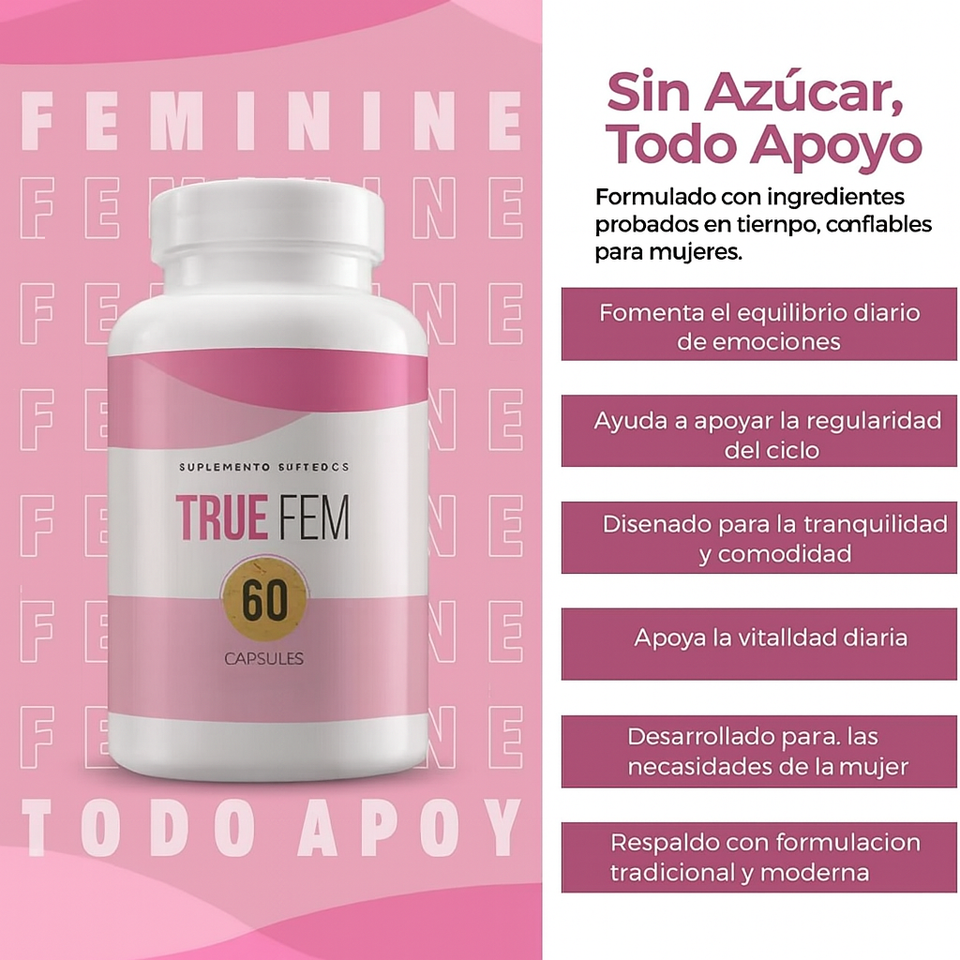 Con TRUE FEM Importado de USA 🗽: deja atrás los cambios de humor 😤 y ten energía para todo tu día