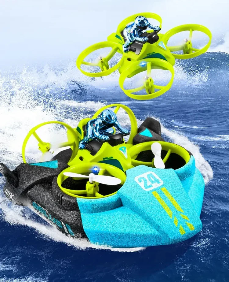 MegaRider 3-en-1: Dron 🚁 · Auto 🚗 · Bote 🚤, un solo juguete… diversión en tierra, aire y agua