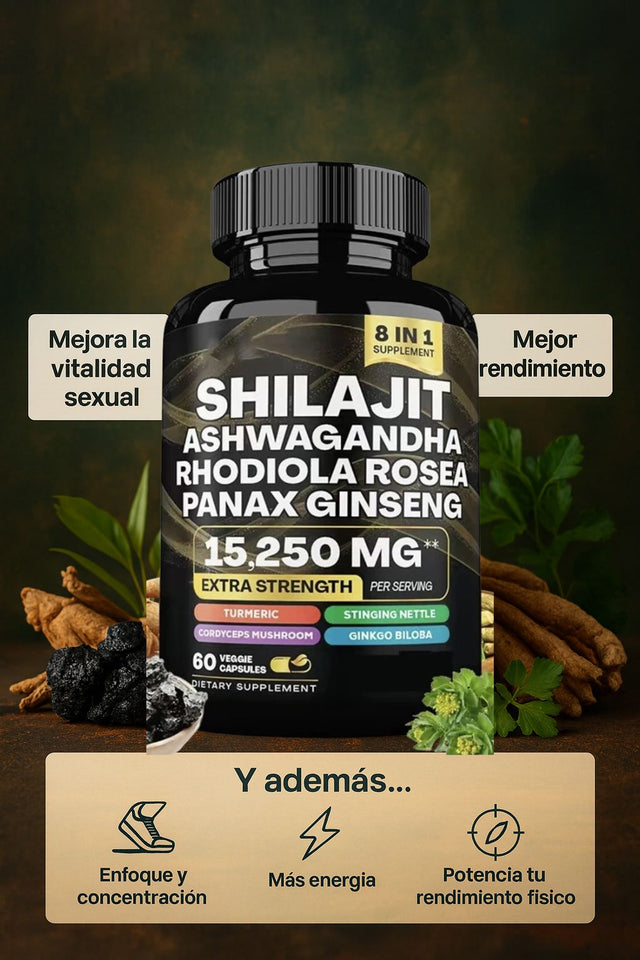 🔥 Vitalidad Extrema 8-en-1: Shilajit + Ashwagandha Premium