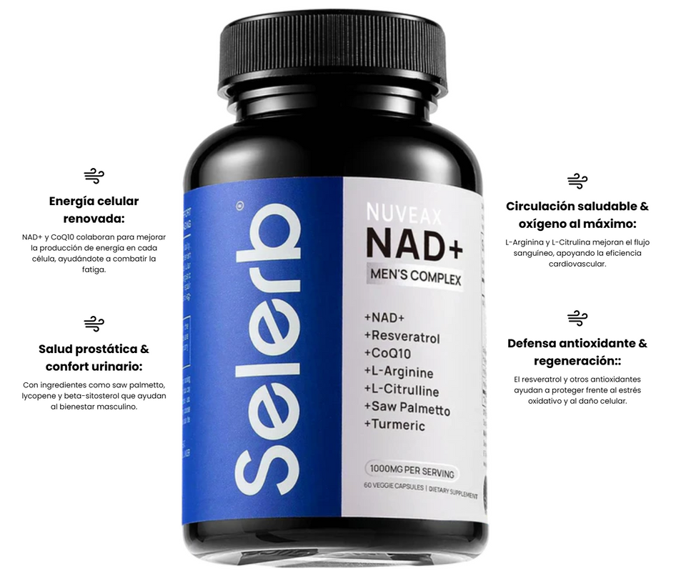 Selerb NAD+ para Hombres – Energíaa, Circulación y Anti-Edaad💪⚡