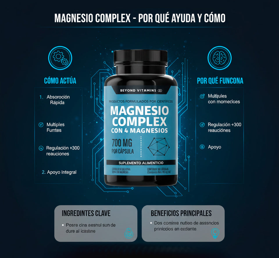 Magnesio Complex 7 en 1 (1000mg): El Espectro Total de Magnesio para tu Calma y Vitalidad 🍃