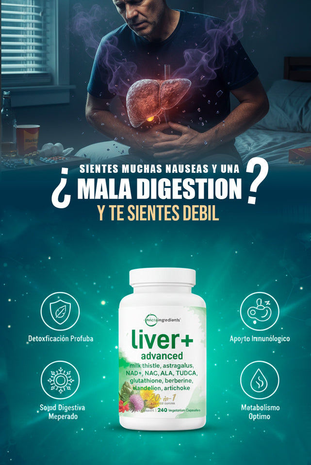 Liver Detox 20-en-1: El Complejo Avanzado con Cardo Mariano y Glutatión para la Limpieza, Reparación y Energía del Hígado. ⚡️🦠