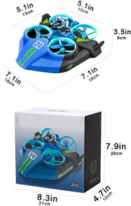 MegaRider 3-en-1: Dron 🚁 · Auto 🚗 · Bote 🚤, un solo juguete… diversión en tierra, aire y agua