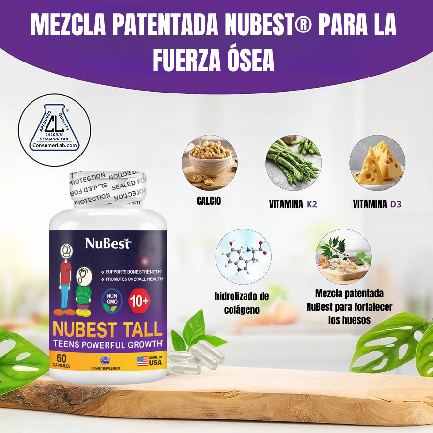 Fortalece los huesos 🦴, apoya el crecimiento 📏 y refuerza sus defensas 💪 con Nubest Tall importado de USA.