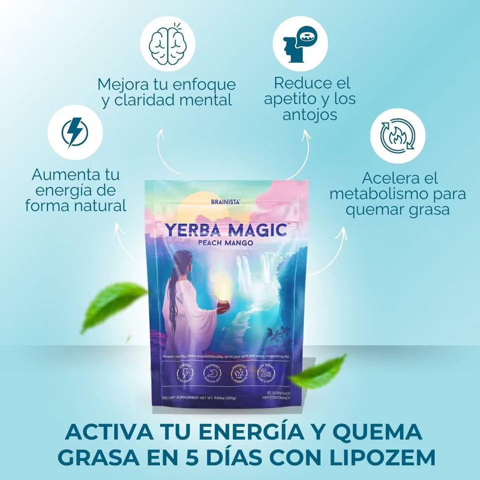 Con Yerba Magic de BRAINISTA IMPORTADO DE USA: Aumentarás tu energia, claridad mental, acelera tu metabolismo y reduce los antojos