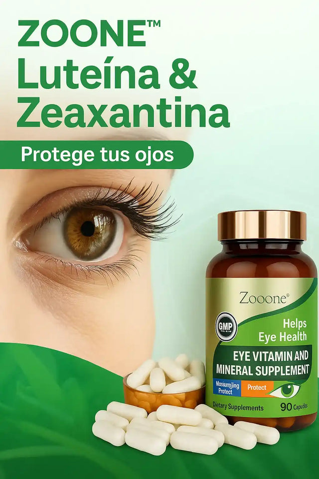 Nutre y protege tu visión todos los días 👁️✨ Con la formula de ZOONE que tiene luteína, zeaxantina y vitamina C 💊
