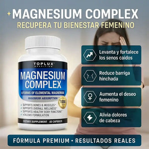 Magnesio Complex Importado de USA: dile adiós a la barriga hinchada, 😩cansancio, 🤯 dolores de cabeza y senos caídos con solo 2 cápsulas al día ☀️