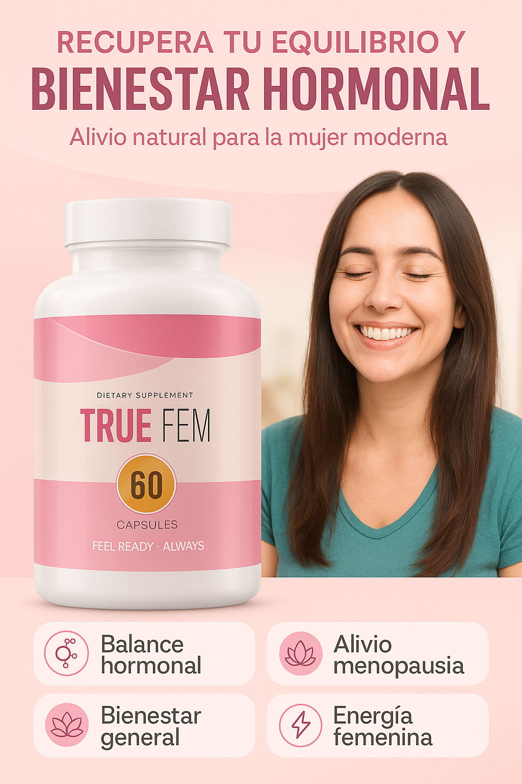 Con TRUE FEM Importado de USA 🗽: deja atrás los cambios de humor 😤 y ten energía para todo tu día