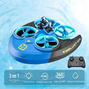 MegaRider 3-en-1: Dron 🚁 · Auto 🚗 · Bote 🚤, un solo juguete… diversión en tierra, aire y agua