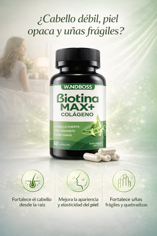 Biotina Max+ Colágeno 👉 Nutrición profunda para tu belleza natural 💚