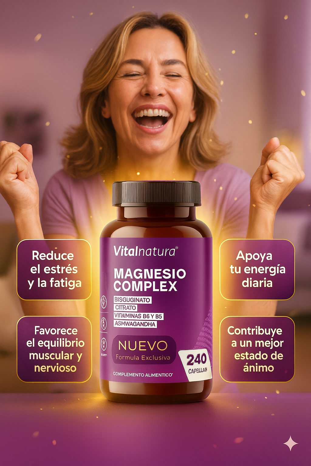 Magnesio Complex Formula Española : dile adiós a la barriga hinchada, 😩cansancio, 🤯 dolores de cabeza y senos caídos con solo 2 cápsulas al día ☀️