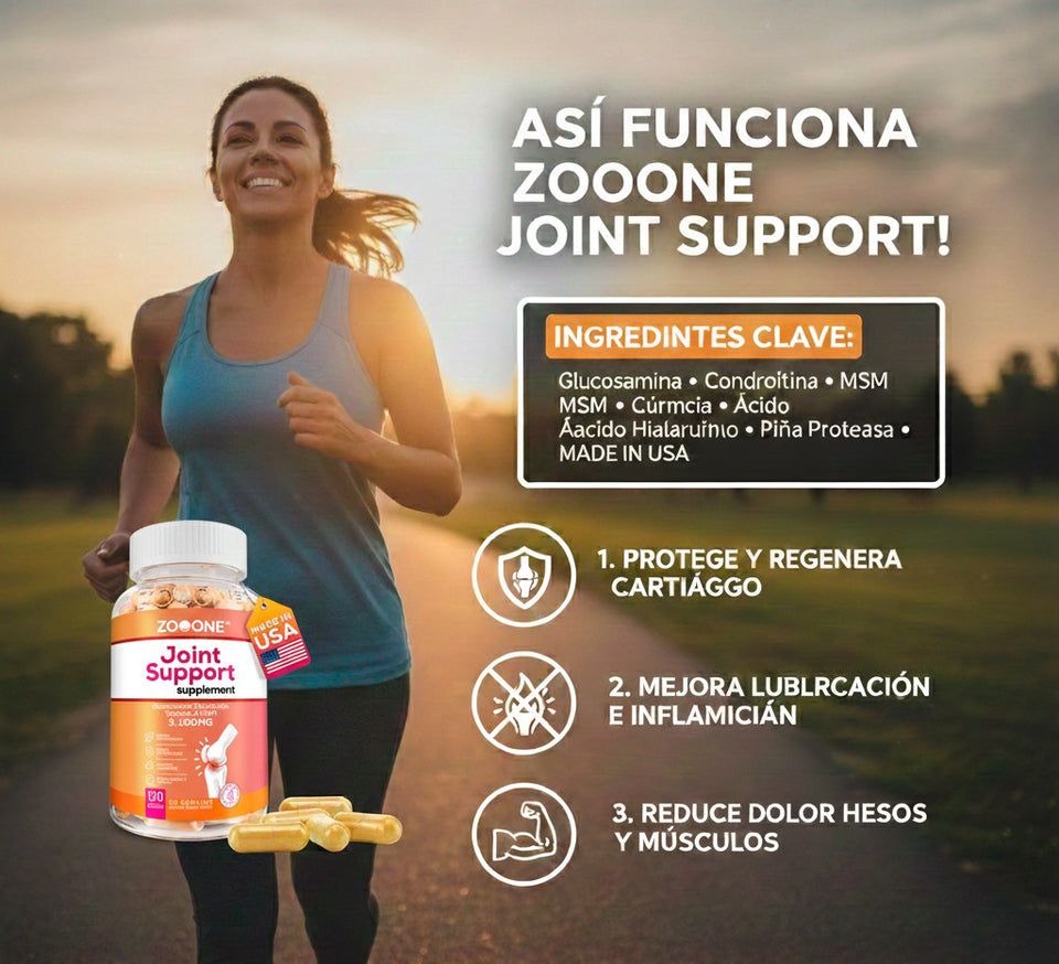 Zooone Joint Support: Fórmula Avanzada 7 en 1 con Glucosamina y Cúrcuma para Alivio del Dolor y Máxima Movilidad 🌱