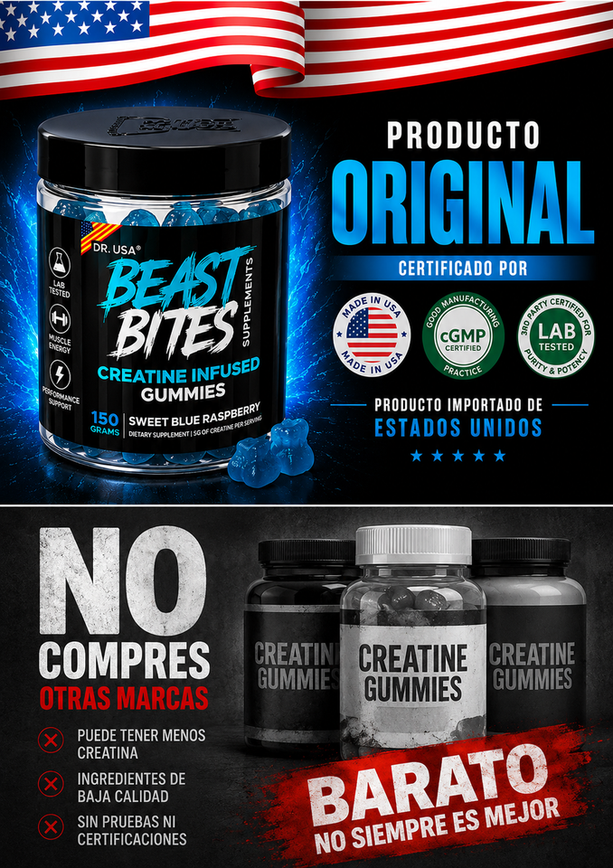 BEAST BITES™ CREATINE INFUSED GUMMIES  MÁS FUERZA Y MEJOR RENDIMIENTO 💪🔥