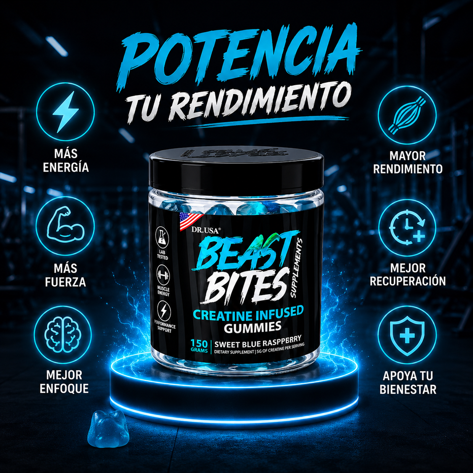 BEAST BITES™ CREATINE INFUSED GUMMIES  MÁS FUERZA Y MEJOR RENDIMIENTO 💪🔥
