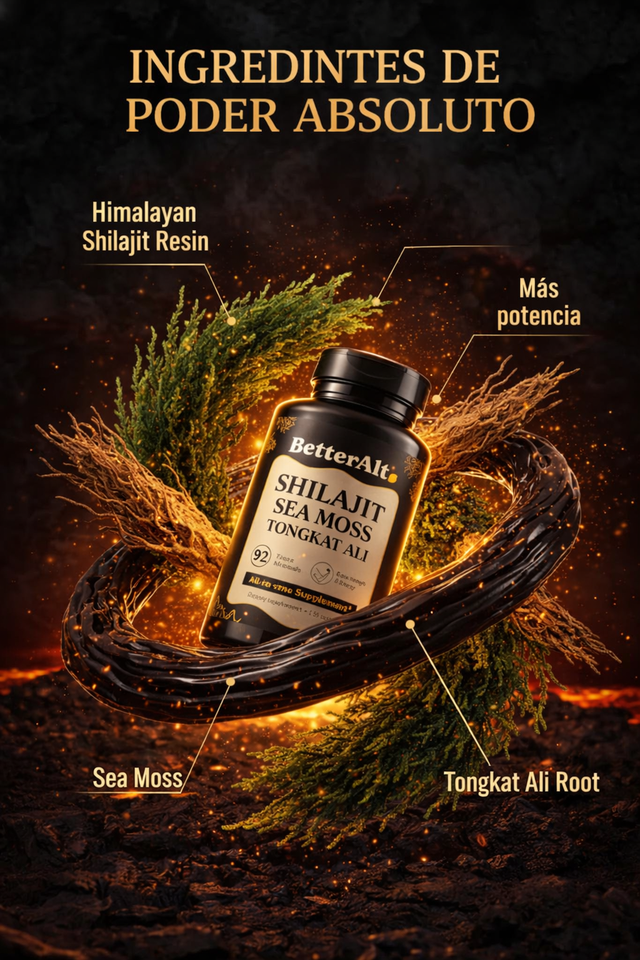 Shilajit + Sea Moss + Tongkat Ali 👉 Más energía, resistencia y rendimiento masculino natural 🔥