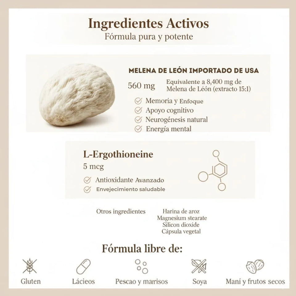 POTENCIA TU ENERGÍA Y CONCENTRACIÓN CON LION´S MANE+ Importado de USA🗽