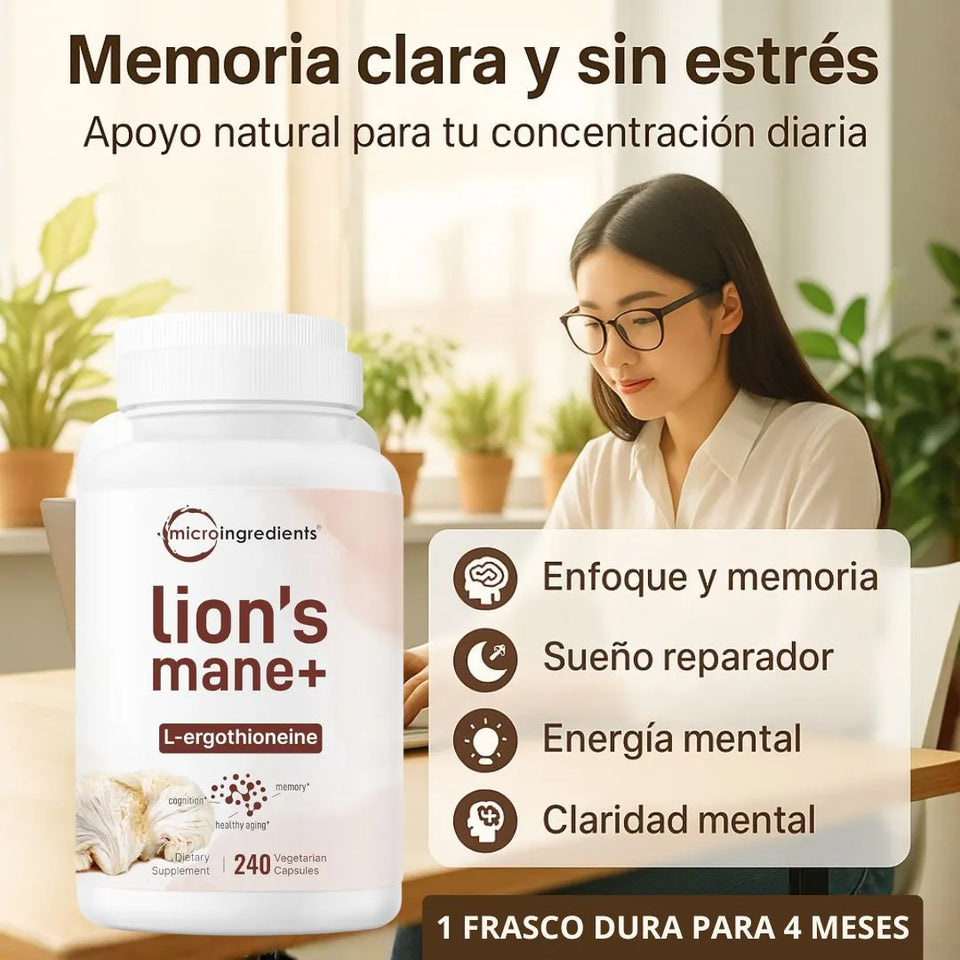 POTENCIA TU ENERGÍA Y CONCENTRACIÓN CON LION´S MANE+ Importado de USA🗽