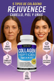Con Collagen Peptides: Recupera tu juventud 💆‍♀️y ten una piel firme, cabello lleno de vida y huesos fuertes con 5 colágenos en 1 cápsula 💊✨