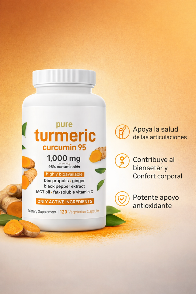 Turmeric Curcumin 95 👉 Reduce la inflamación, alivia el dolor y recupera tu movilidad todos los días 🔥🦵