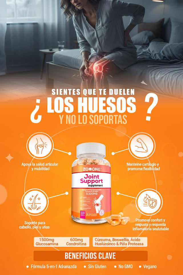 Zooone Joint Support: Fórmula Avanzada 7 en 1 con Glucosamina y Cúrcuma para Alivio del Dolor y Máxima Movilidad 🌱