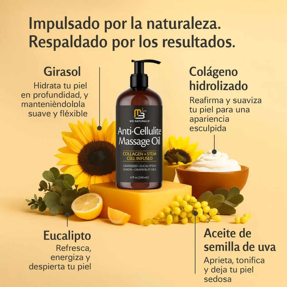 Naturals: Aceite para eliminar la celulitis con Colágeno hidrolizado + células madre vegetales