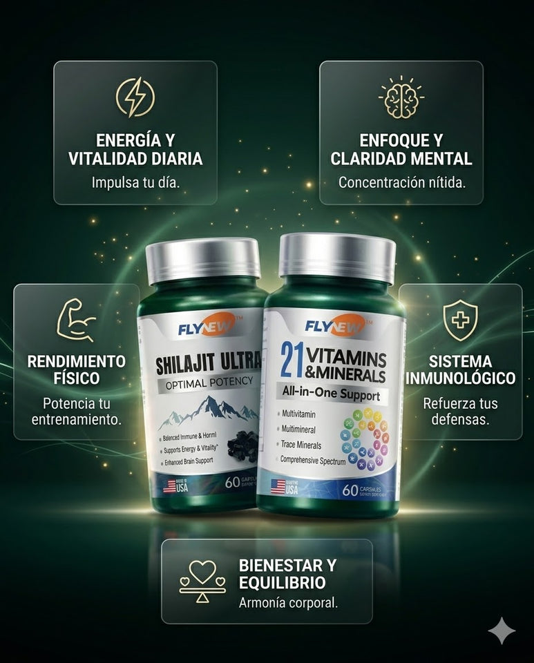 Shilajit + 21 Vitaminas y Minerales - Una fórmula práctica todo en uno.🔝